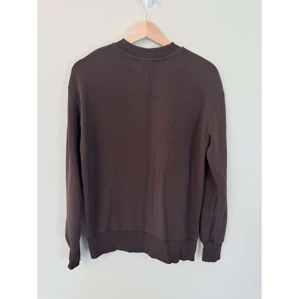 Varley Gabriella DoubleSoft Crewneck Sweatshirt Chocolate Brown XS Cozy - Picture 6 of 11